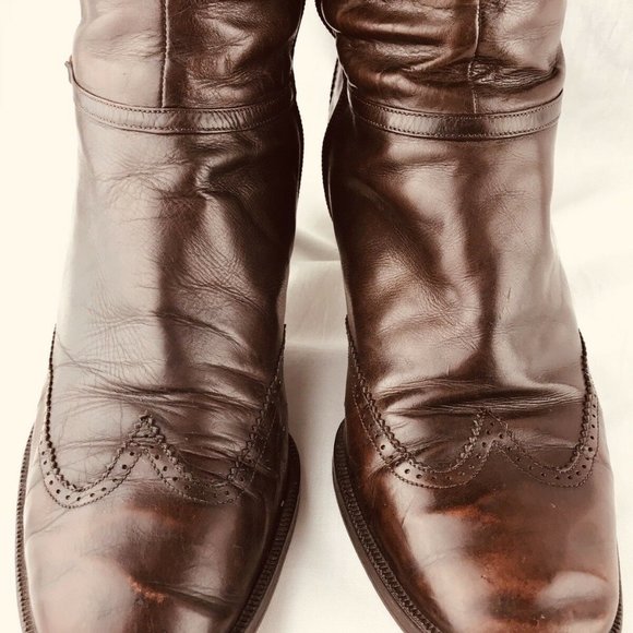 Salvatore Ferragamo Tall Boots Womens 7 Brown Leat - Picture 5 of 8